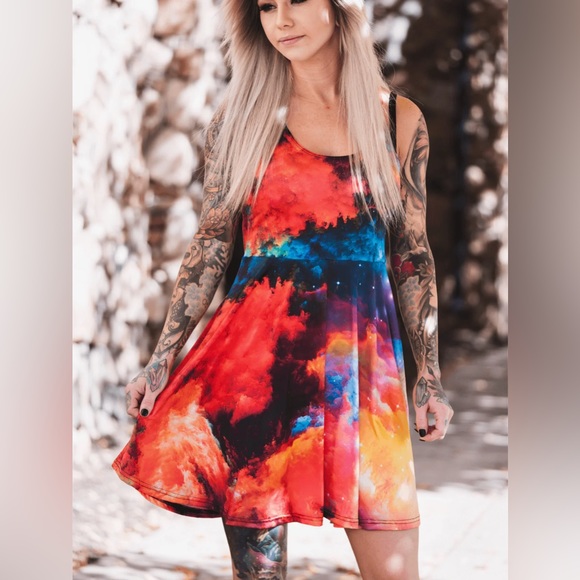 Rainbow Galaxy Racerback Flowy Rave Dress - Picture 6 of 6